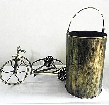 YXSH Garbage Cans, Metal Trash Can Garbage Can Retro Bicycle Styling Waste Storage Bins for Bathroom, Bedroom Home Office Kitchen