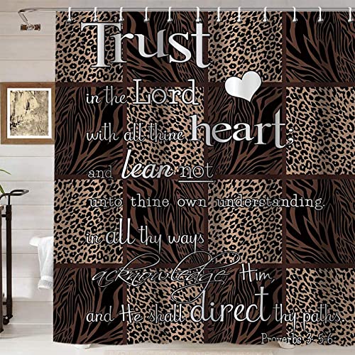 Namdeva Leopard Shower Curtain, Brown Cheetah Print Zebra Pattern Wild Animal Skin White Inspirational Quotes Bathroom Decor, Waterproof Polyester Fabric Shower Curtain, 72 X 72 Inch, Cheetah Spots #TOP2