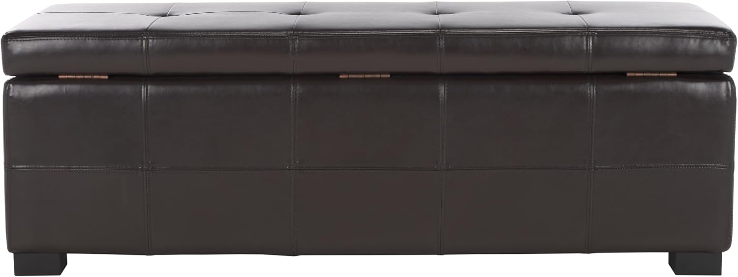 Safavieh Hudson Collection NoHo Tufted Brown Leather Large Storage Bench