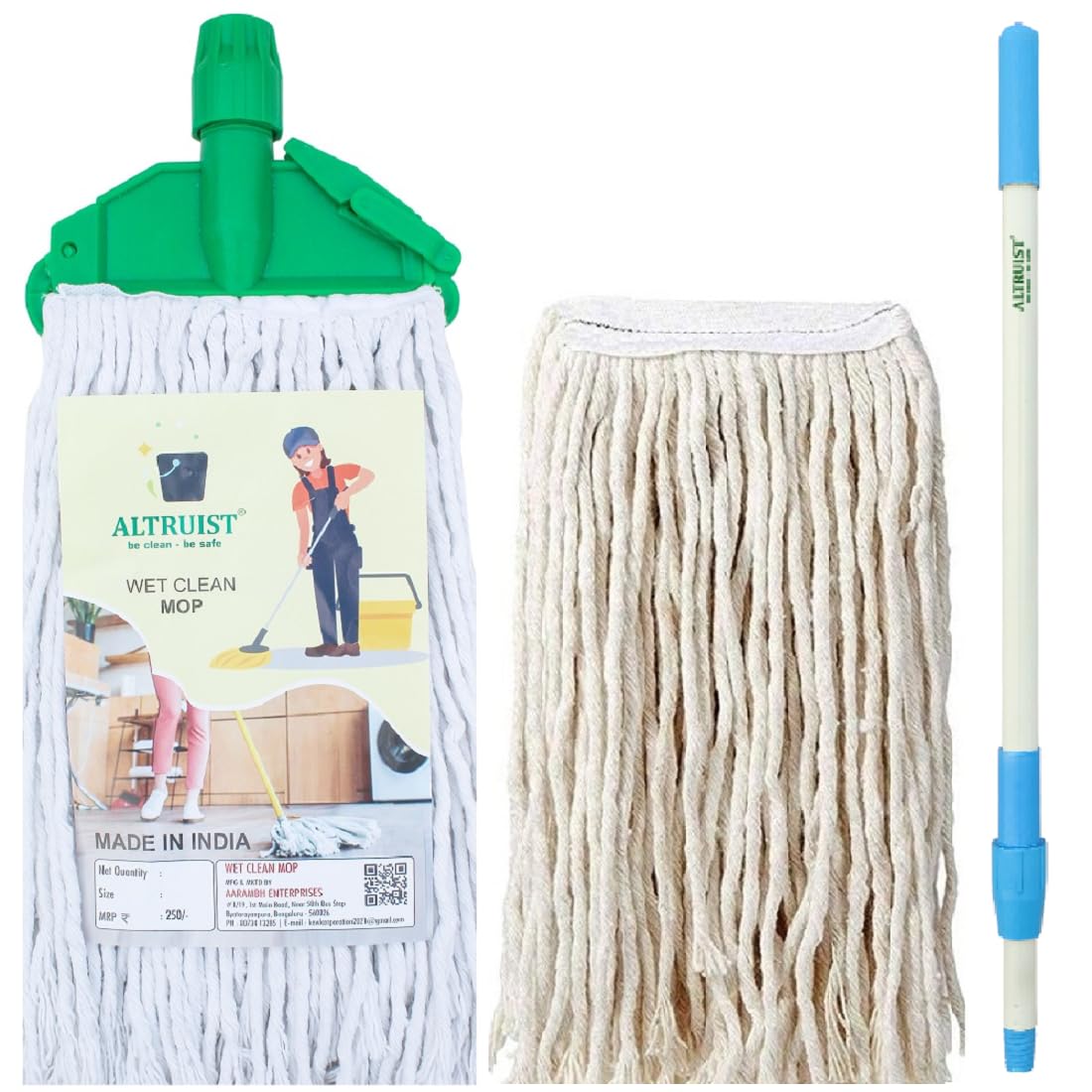 ALTRUIST Clip N Fit Cotton Floor Mop with 4 Feet Telescopic Rod