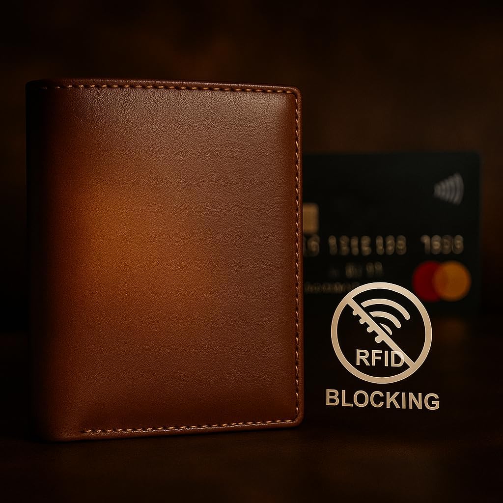 LELEMENT Mens Trifold Leather Wallet | Top Genuine Leather Trifold Wallets for Men and Women | RFID Blocking Leather Wallet | ID Wallet | Thoughtful Gift for Men | Brown Wallet - Image 6