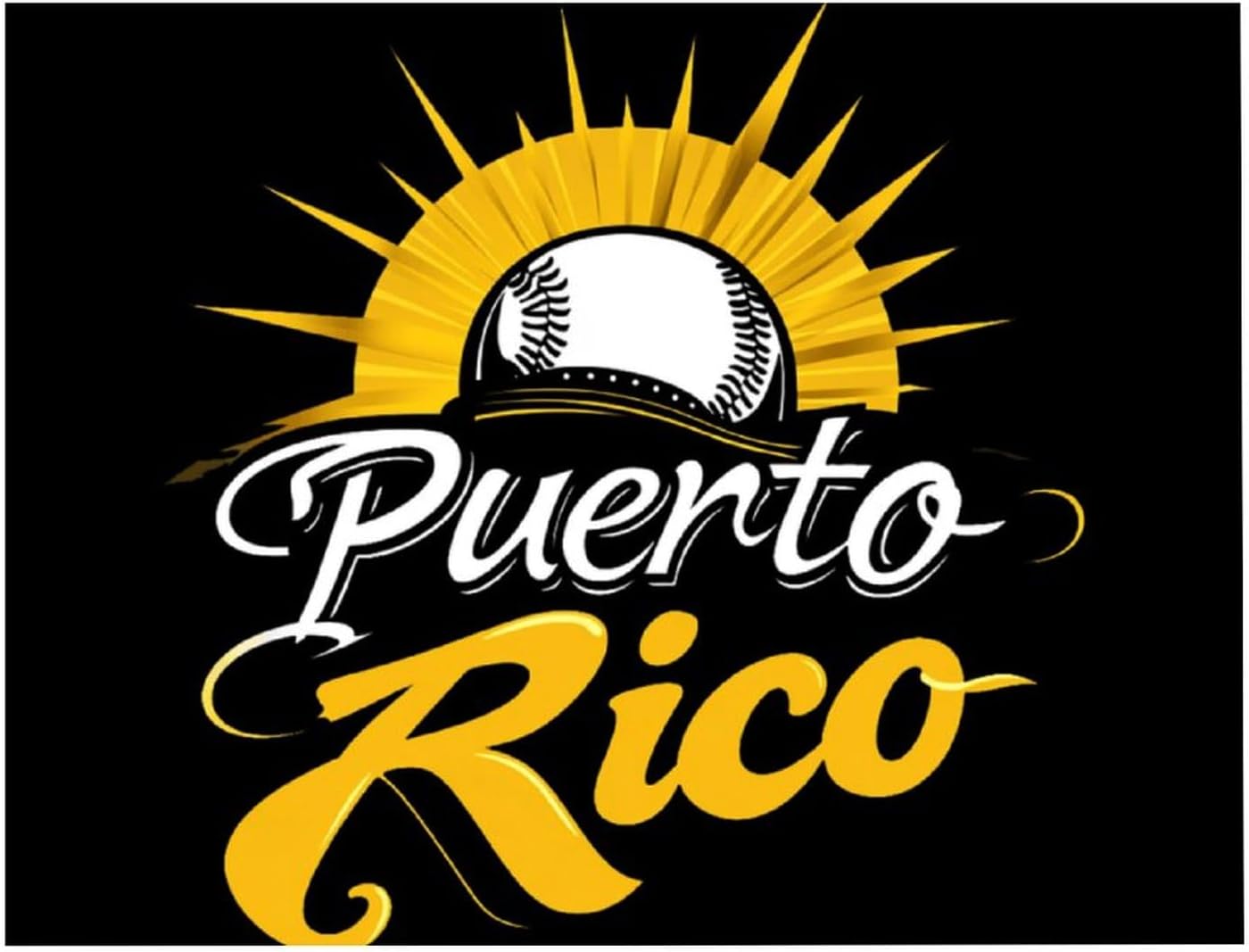 PR State Baseball Sunrise Printed Diamond 5D Painting Kits DIY Full Drill Crafts for Home Wall Decor 16x20 Inch Yellow Wood 50 * 40cm