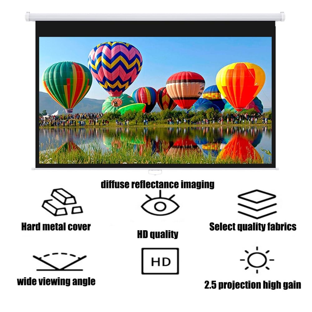 Schermo Proiettore 60 Pollici Retrattile Formato 4:3, 16:9, Home Cinema videoproiettore Schermo Proiezione, Telo Proiettore Full-HD 4K 3D per Ufficio, Scolastico, Theater (Size : 60" (16:9))
