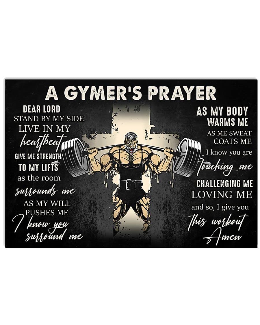 peiyeety A Gymer‘s Prayer Poster Wall Art Home Decor Vintage Metal Tin Sign Bar Pub Club Cafe Home Wall Decor metal tin sign 8"x12"