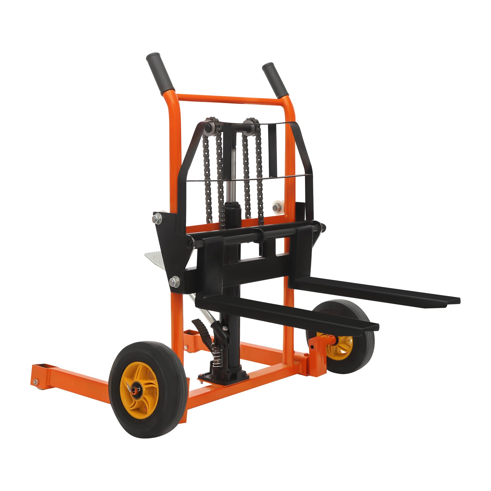 Apilador de cabrestante de elevación de material hidráulico, 200 kg, apilador de cabrestante de elevación ajustable de aleación de acero para talleres, almacenes, muelles, color amarillo