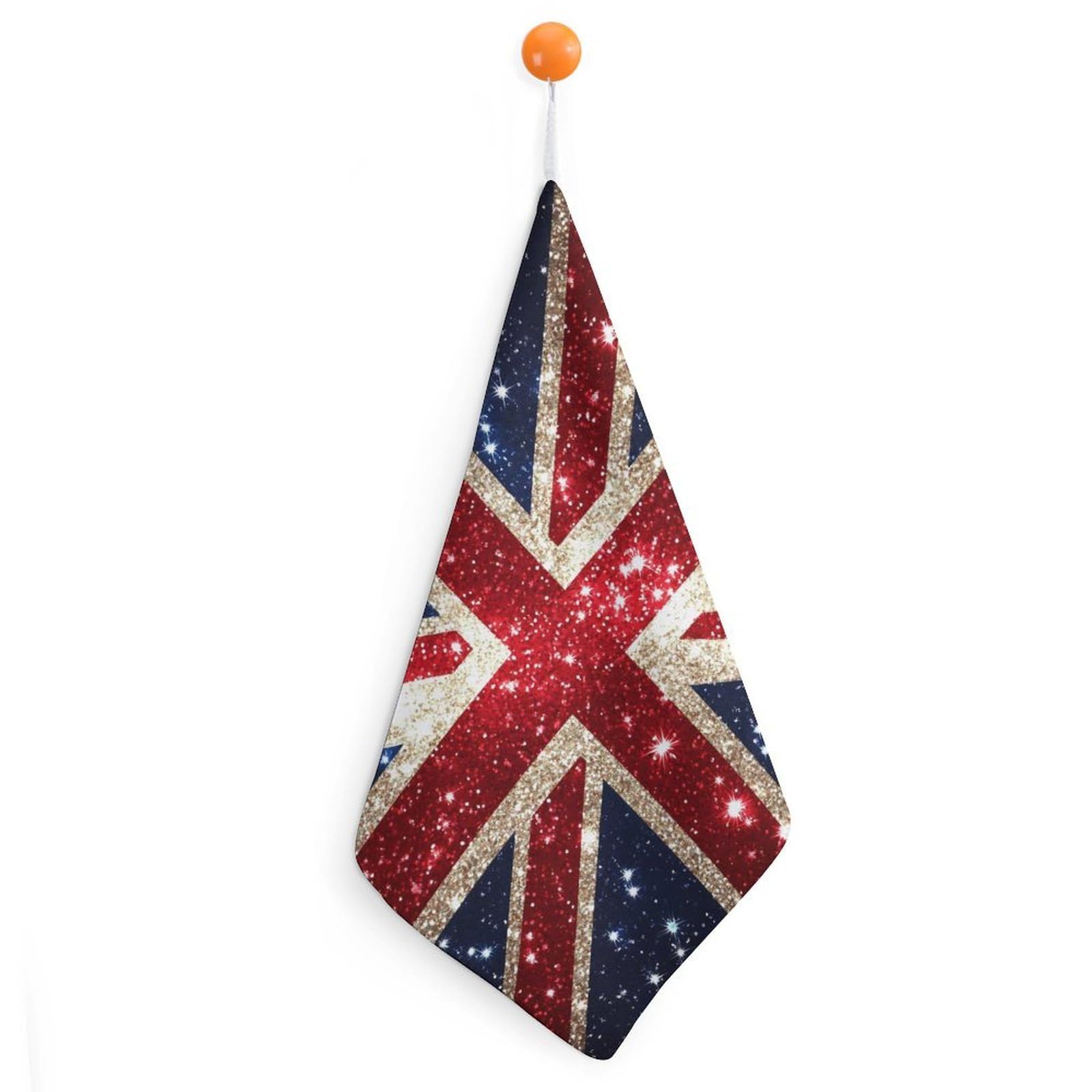 TXFBTRFSA England Shining UK Flag Hand Towels with Hanging Loop Kitchen Towel Handkerchiefs Cleaning Cloths