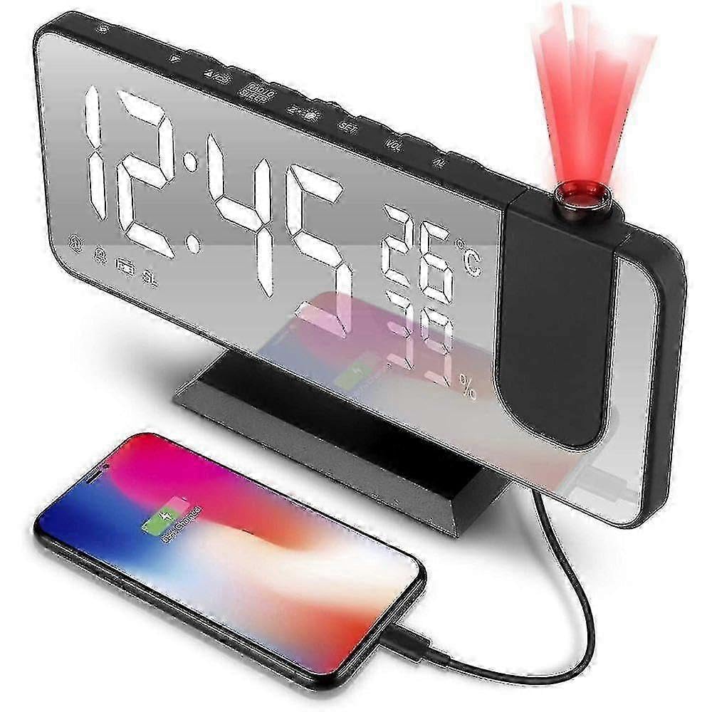 JOYHAPPST Projection Alarm Clock, With Projection 180