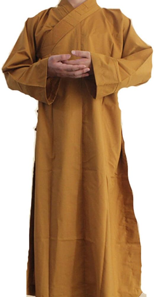 Long Cotton Kung Fu Shaolin Monk Robe Lay Master Zen Buddhist Meditation Gown XL
