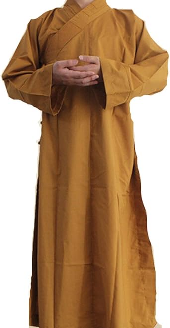 Long Cotton Kung Fu Shaolin Monk Robe Lay Master Zen Buddhist Meditation Gown L