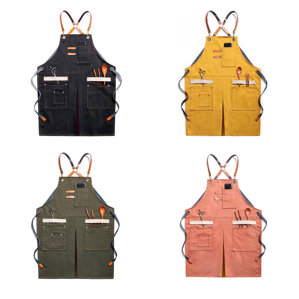 Delantal de trabajo para carpintería, carpintero, artesano, bricolaje, lona, taller, babero, bolsillos, al aire libre, barbacoa, cocina, delantales, baberos, ropa, negro