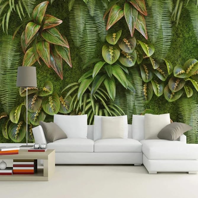 Papier peint 3D salon plante verte fond photo mural chambre de 200x140 cm