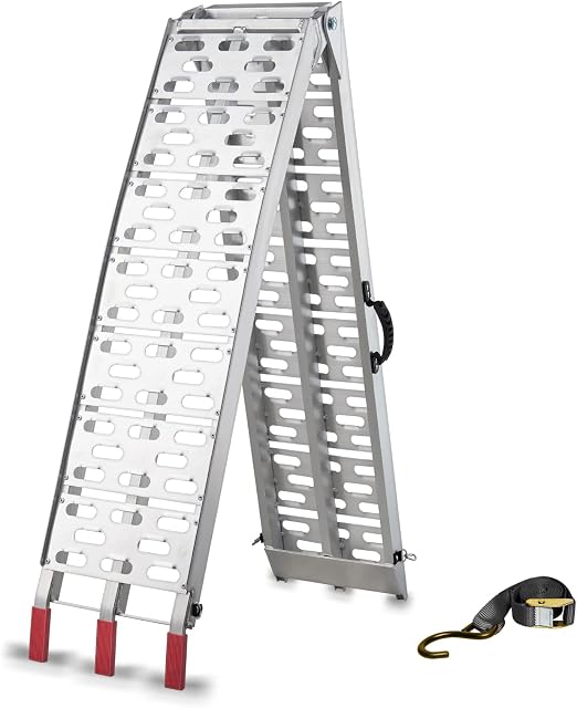 Foldable Loading Ramp, gardhom 228x30.5cm ATV Motorcycles Loading Ramp with 340KG/Pack Loading Capacity, Portable Aluminum Ramps with Rubber Tipped Fingers for ATV UTV Trucks