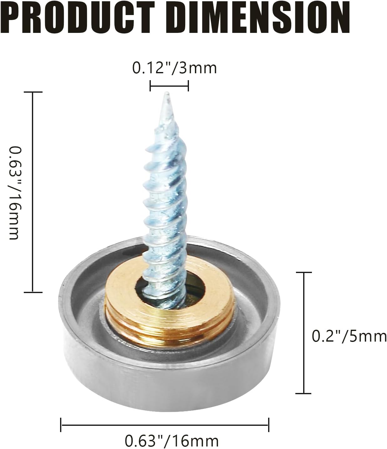 20 PCS Silver 16mm/0.64" Dia Screw Covers Caps
