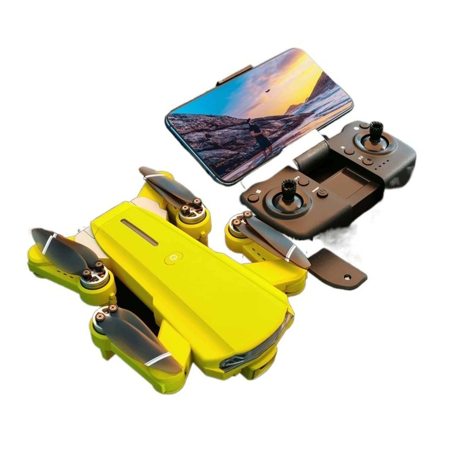 Drone 4k 6k Profesjonalna podwójna kamera HD Bezszczotkowa fotografia lotnicza WiFi RC Składany quadkopter 1,2 km Odległość (Kolor: Żółty-6K-Rozmiar torby: 1) (4K)