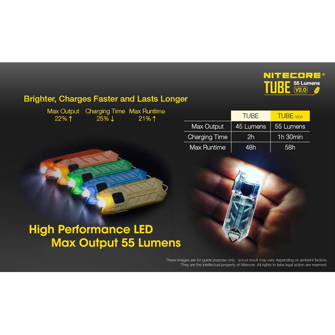 Nitecore Tube V2 Keychain Flashlight 55 Lumen Usb Rechargeable