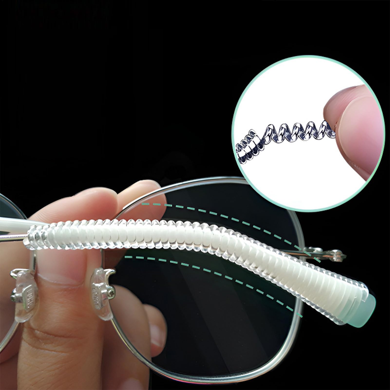 Glasses Ear Cushion, Eyeglasses Temple Tips Sleeve, 0.06x0.2x3.94 inches Clear Non Slip Silicone Retainer, Ideal for Protection, Workplace, Students, School, Travel and Home
