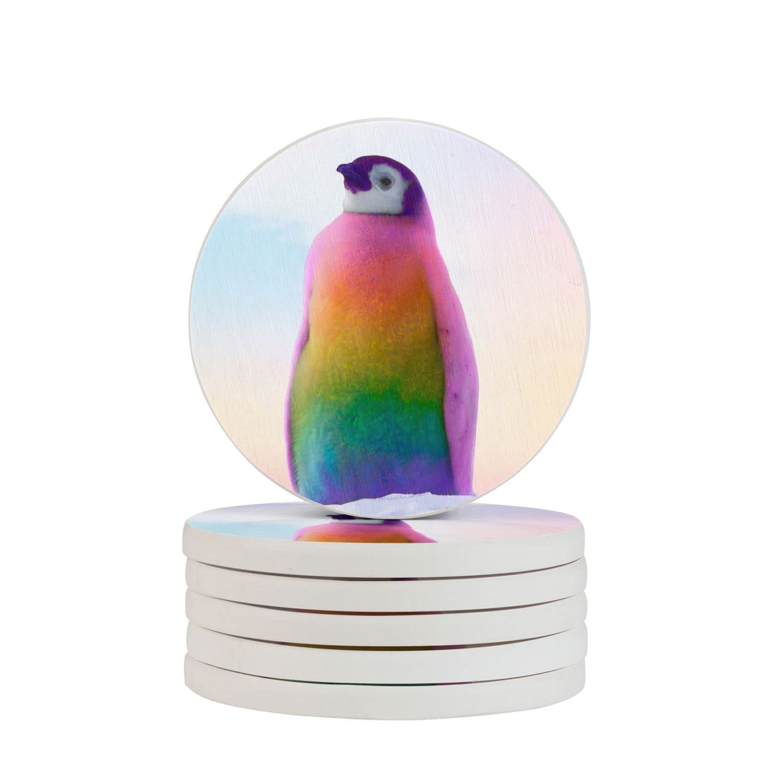 Dessous de verre absorbant diatomite 10 cm lot de 2 pingouin motif coloré
