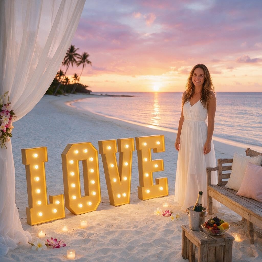 Große Leuchtbuchstaben LOVE Marquee Romantische Hochzeitsdeko | Schaumplatte Vorgecutt, Leichter Aufbau, Kabellos, Leicht, Mehrfach Verwendbar, Verlobung & Jubiläum(Cool white,120cm)