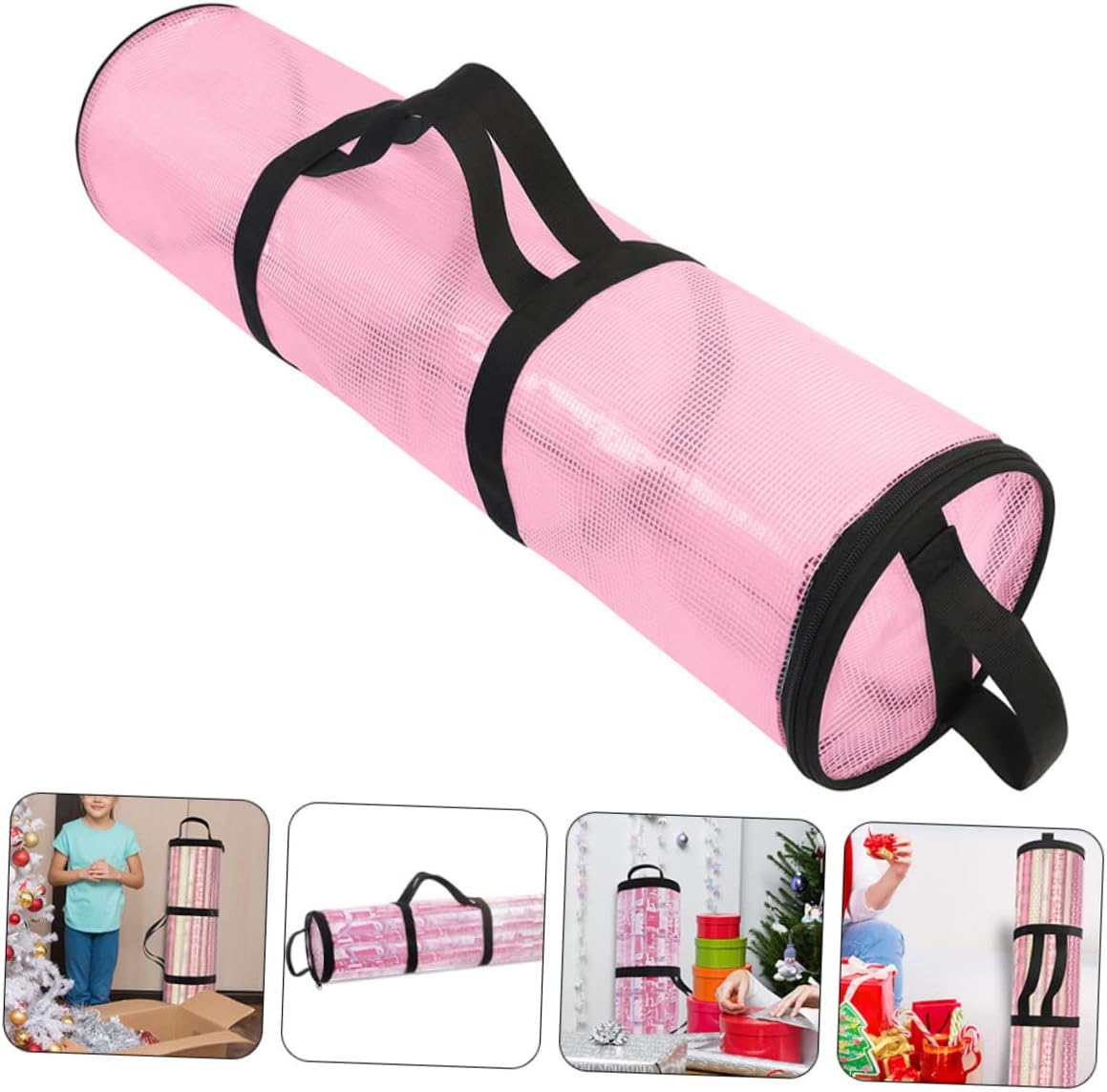 FOMIYES 5pcs Multi-use Christmas Pouch Transparent Cylindrical Storage Bag Versatile Wrapping Organizer for Candies Toys and Party Supplies Reusable Packing