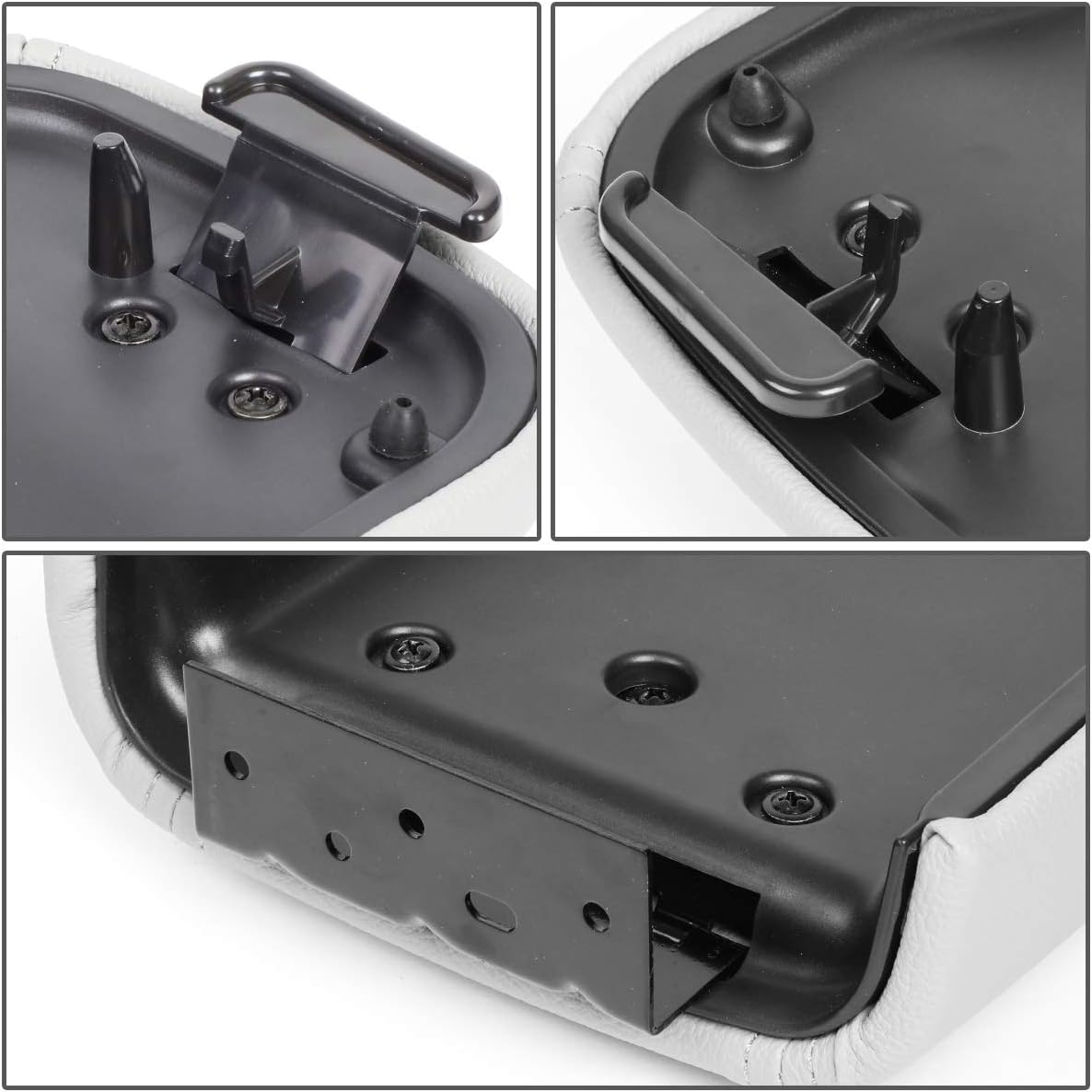 DNA MOTORING Center Console Armrest Cover Compatible with 02-09 Trailblazer / 02-09 Envoy / 03-08 Ascender / 04-07 Rainier / 02-04 Bravada Armrest Lid Cover w/Latch, Gray, ZTL-Y-0055