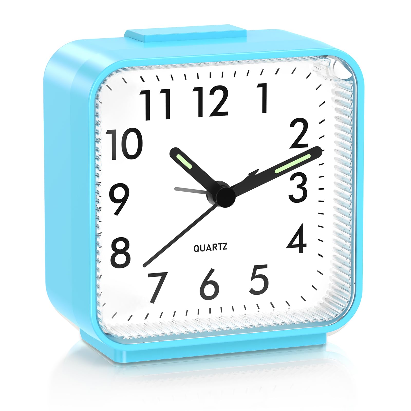 Ankilo NEW Alarm Clocks Bedside, Silent Non Ticking Small Clock, Travel Alarm Clock with Snooze & Light,Battery Operated for Bedroon, Office, Blue — image 1