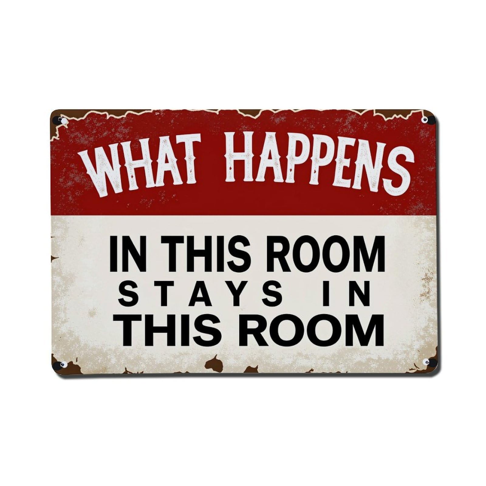What Happens In This Room Stays In This Room_2 Tin Sign Vintage Metal Poster, Home Bar Garage Man Cave Cafe Indoor & Outdoor Wall Decoration 8x12Inches