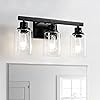 DIKAIDA 3-Light Bathroom Light Fixtures, Black Bathroom Vanity Light with Clear Glass Shade, Modern Bathroom Wall Lights Over Mirror, Farmhouse Wall Sconces Lighting for Bedroom LivingRoom