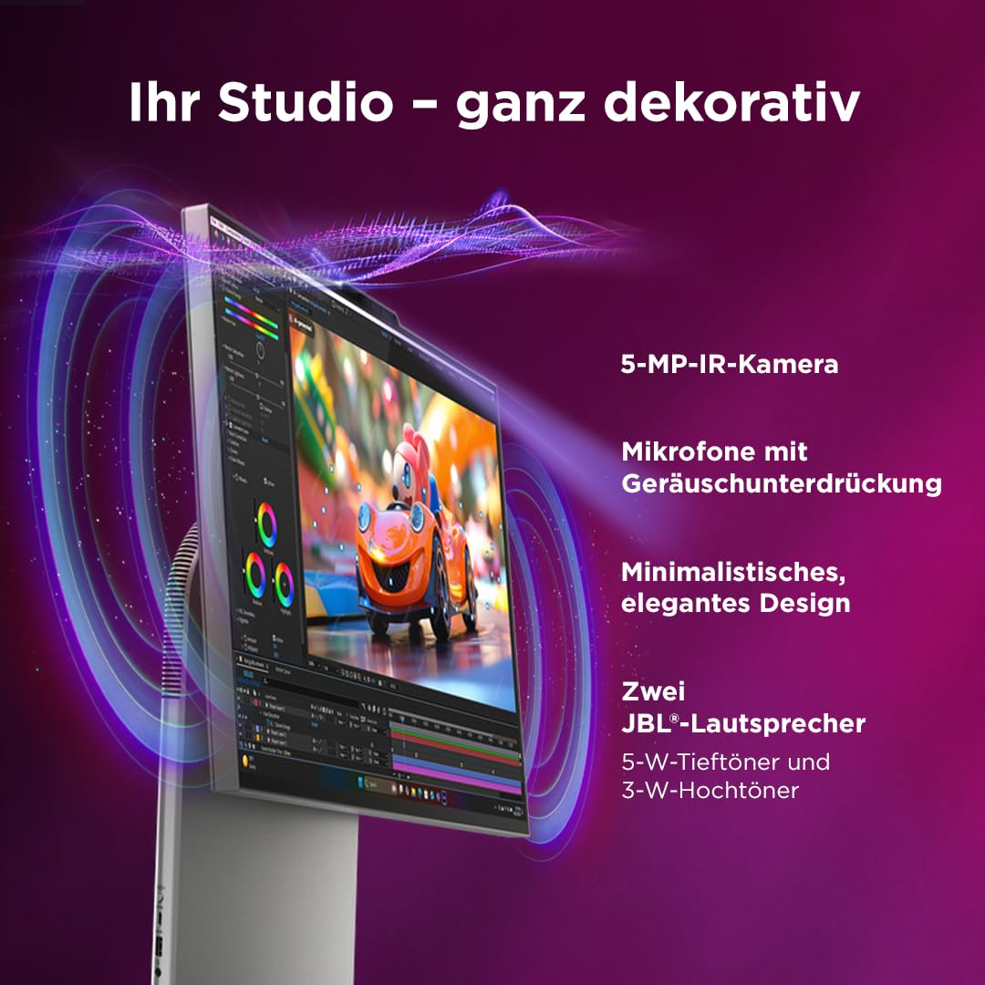 Lenovo Yoga AIOi PC | Copilot+PC | 27" QHD Touch Display | Intel Core Ultra 7 356H | 32GB RAM | 1TB SSD | NVIDIA GeForce RTX 5060 | Windows 11 | Inkl. Maus und Tastatur | Grau | 3 Monate Premium Care