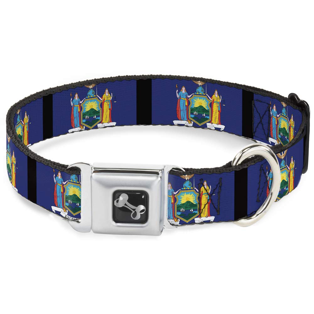 Collier pour chien New York drapeaux noirs os 18-81cm large