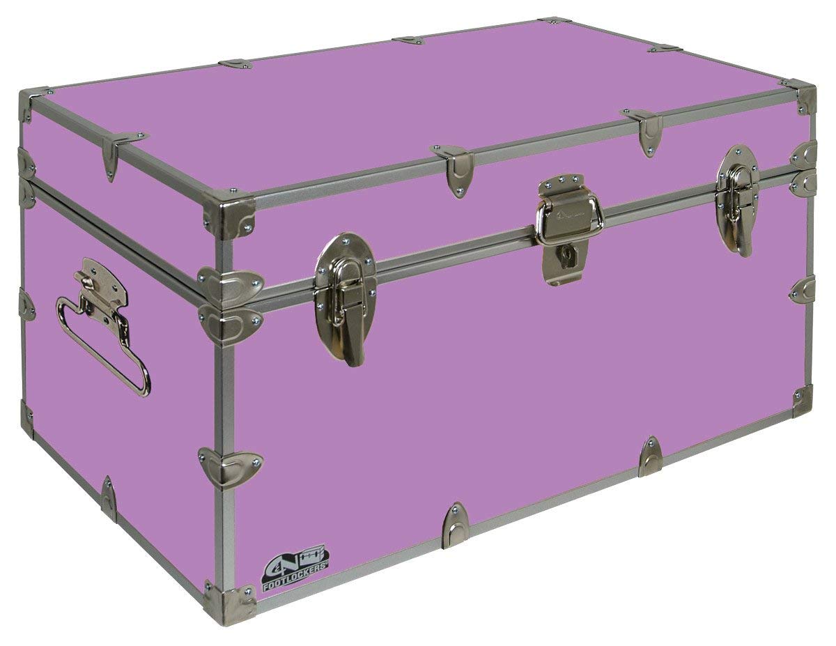 C&N Footlockers - Large Undergrad Storage Trunk - Made in the USA - Only STEEL Footlocker on Amazon - Durable Chest with Lid Stay - 32 x 18 x 16.5 Inches (Lilac)
