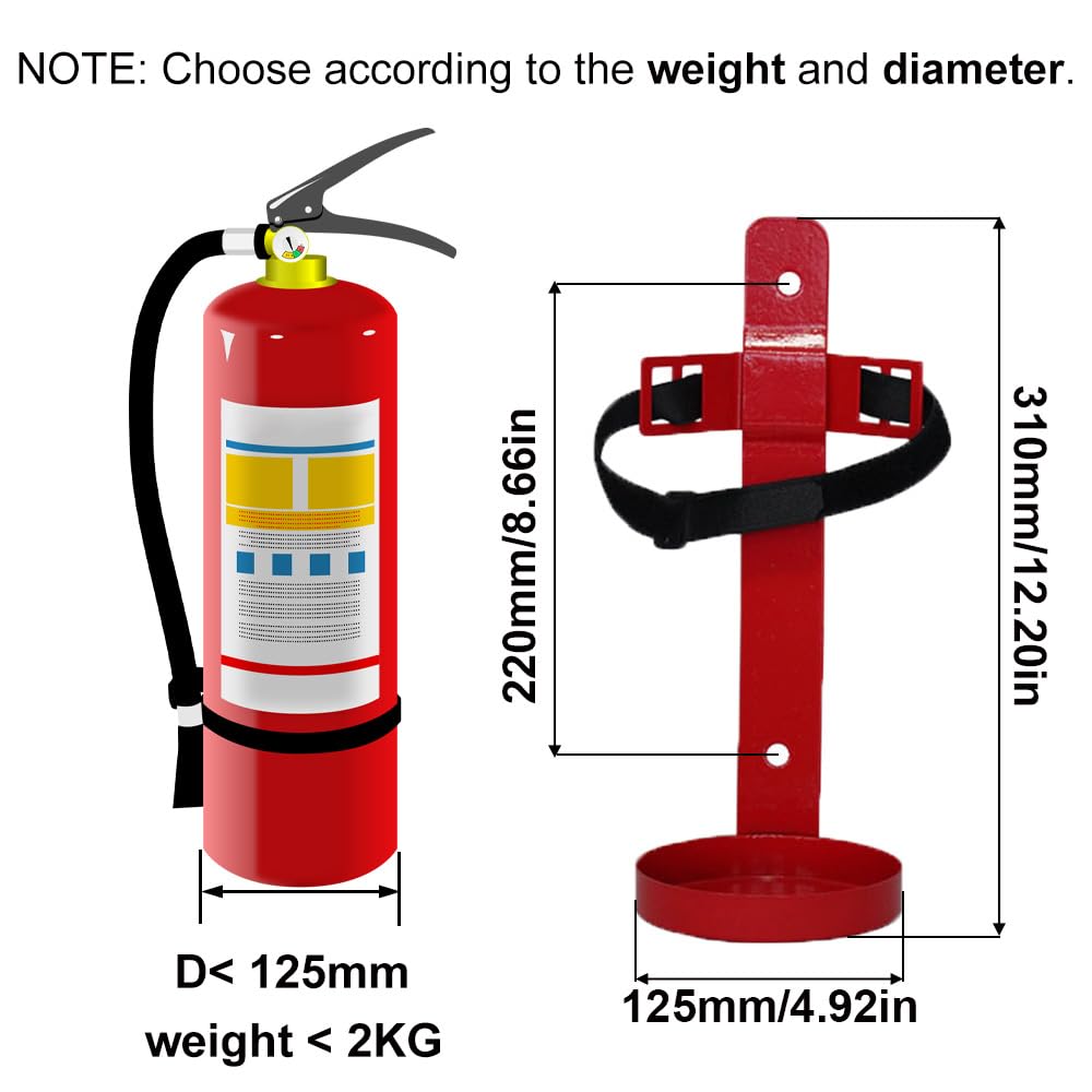 Soporte de pared para extintor de incendios de 2 kg, con cinta de fijación, accesorio para casa, oficina, camión, caravana
