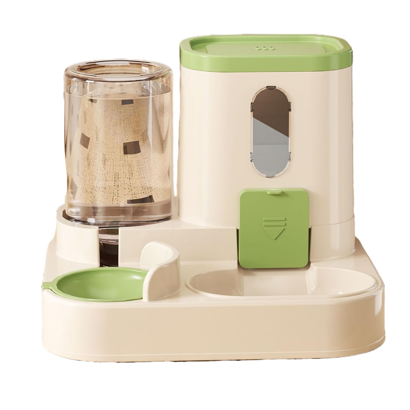 comedero automático para Gatos, Comedero automático for Mascotas pequeñas (Gatos, Perros y Otros Animales) con depósito Transparente for Rellenar fácilmente(Green)