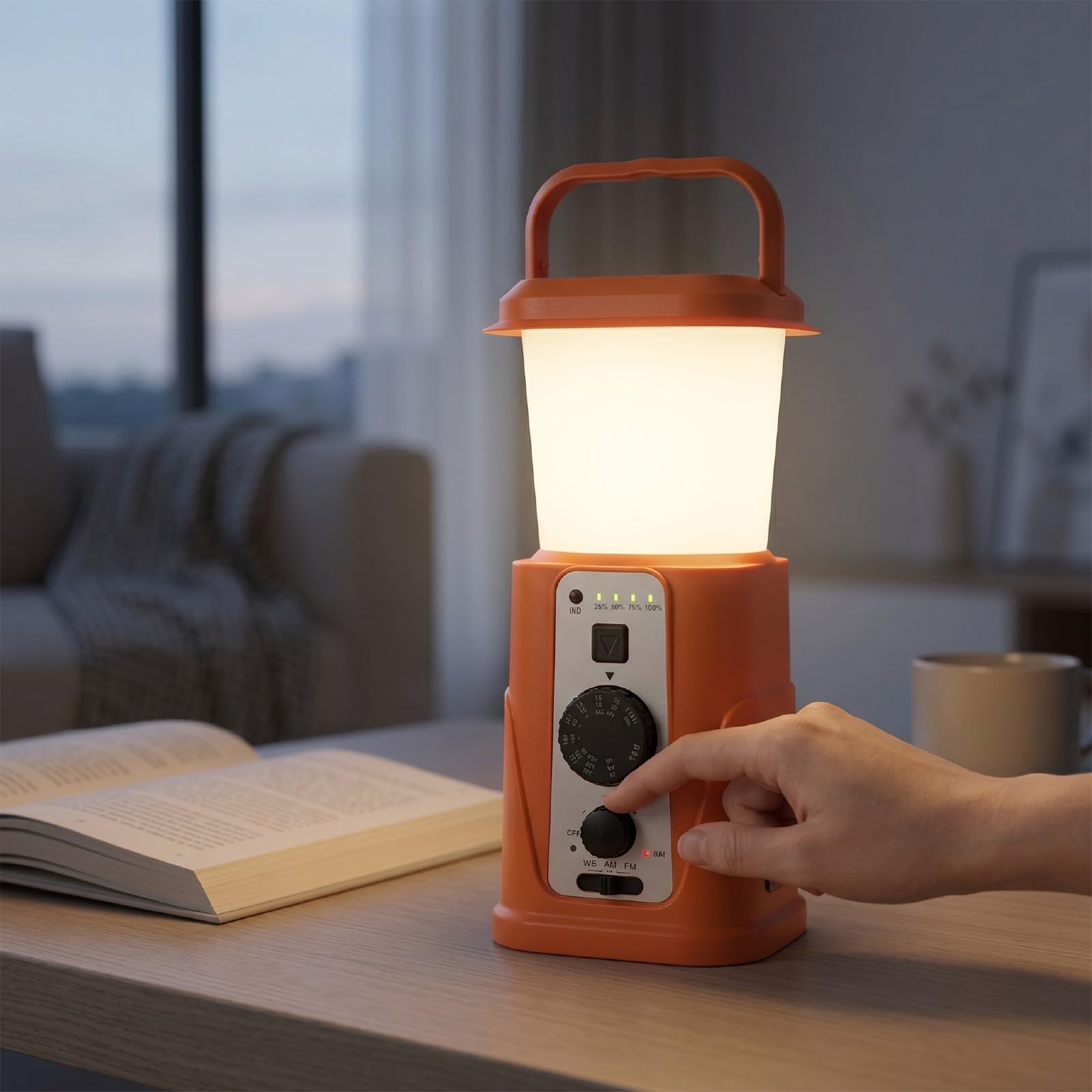 Wakects Solar-Camping-Laterne, ABS-PP-Campingleuchte mit 10000 MAh Power Bank, Handkurbel, USB C, Wiederaufladbar, 7 Lichtmodi, 40 Stunden für Notfall-Camping, Wandern