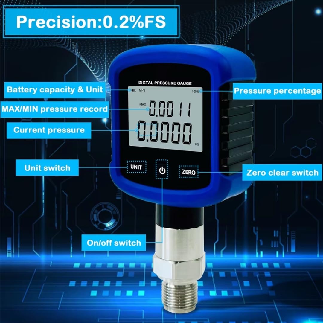 Manómetro digital de precisión, DR-S280 Manómetros giratorios de 330° Precisión 0,2% 5 dígitos -0,1 a 60MPa(0-40Mpa)