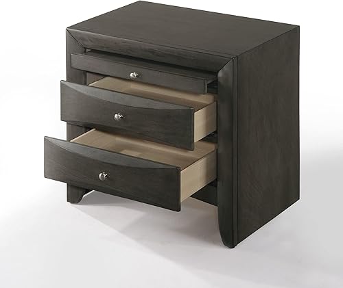 Miniatura 9 de HABITRIO - Mesita de noche de madera maciza con 2 cajones de almacenamiento y 1 bandeja extraíble, 26 x 17 x 25 pulgadas de alto (espresso)