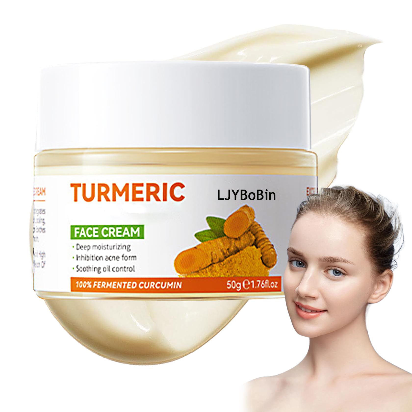 Hydrating Turmeric Face Cream,Deep Cleansing Long Lasting Moisturizing Turmeric Facial Cream,Daily Non-sticky Face Moisturizer for Face & Body