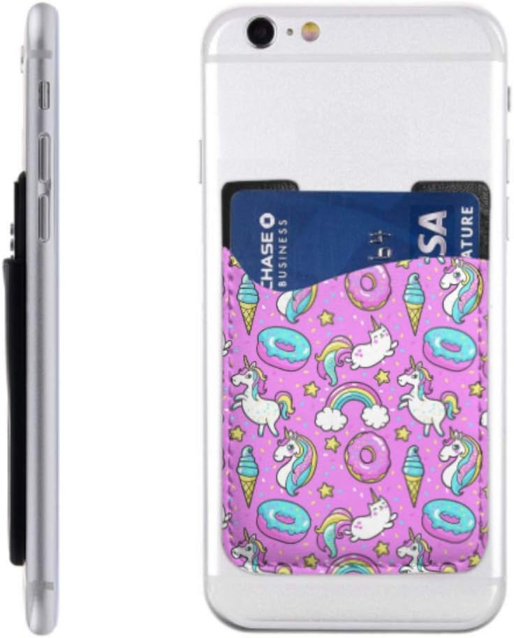 Men Credit Card Holder Slim Seamless Pattern with Unicorns