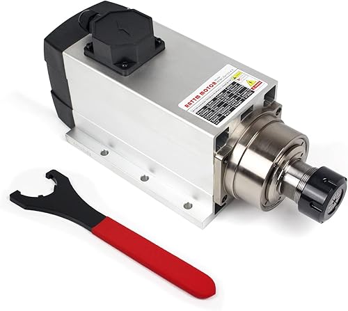 CNCTOPBAOS Motor de husillo refrigerado por aire de 4.5KW, brida cuadrada de husillo CNC de alta velocidad 18000rpm ER32 4 rodamientos 220V 300Hz