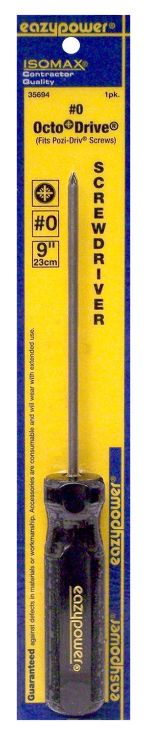 Eazypower 35694 1-Pack #0 Octo*Driv (Fits Pozi Driv) 9-Inch Screwdriver