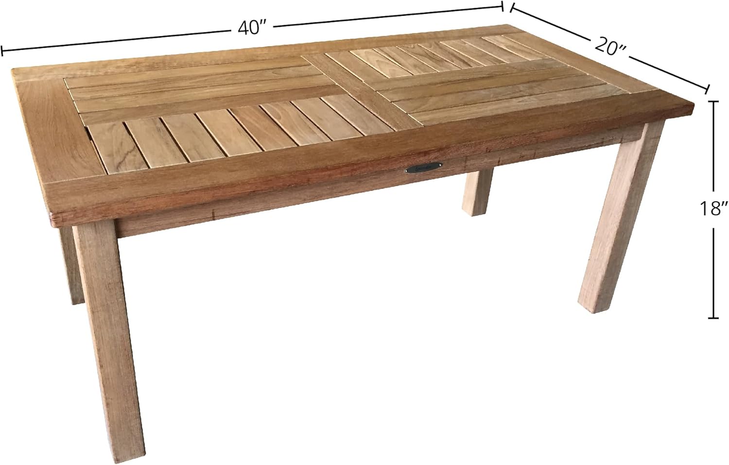 Chippendale Teak Coffee Table, Grade-A Teak Wood, for Outdoor Patios, Decks, Pools and Gardens, 40” x 20” Rectangular & Weather-Resistant, Natural and Unfinished