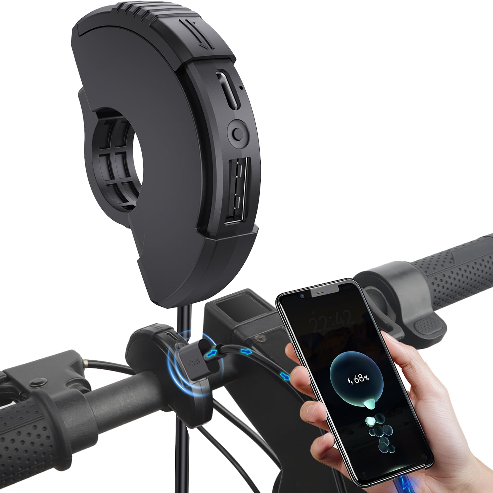 E Scooter USB C Toma de Corriente, Cargadores de móvil para Scooter, Cargador rápido Impermeable de 20 W, Cargador de teléfono XT60U-F para Ninebot MAX G30 G30D, Accesorios para Scooter
