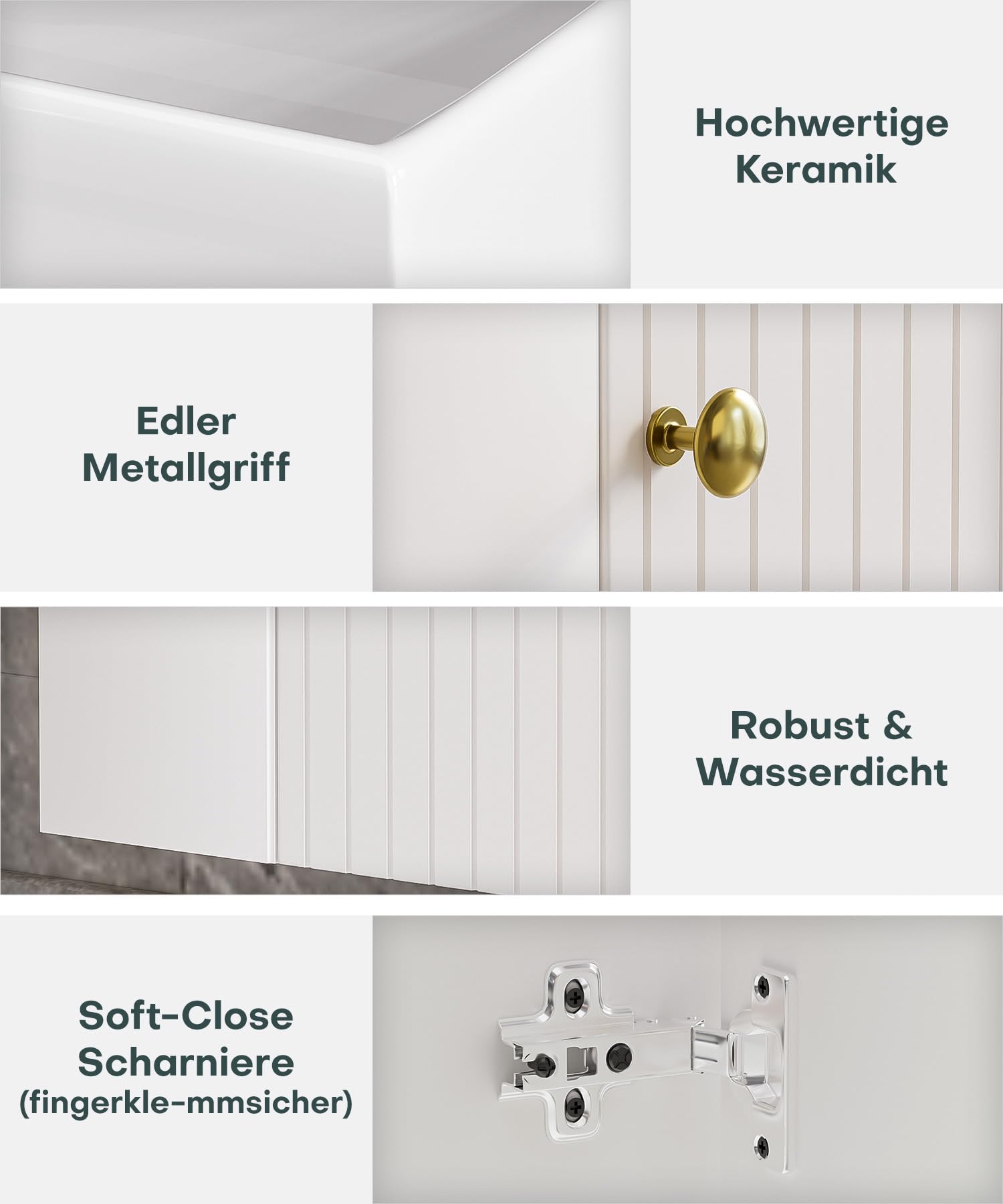 Yorbay Waschbecken mit Unterschrank 55 cm: Wandmontage Badezimmerschrank mit Keramik Waschtisch für Kleine Bäder - Modern Hängend Badmöbel Set für Gäste WC (Weiß)