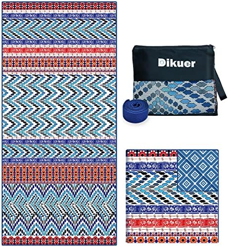 Dikuer Extra Large Soft Microfiber Beach Towel 75"x35"Oversized with Towel Band, Sand Free Quick Dry Boho Beach Towels, Super Absorbent, Lightweight Compact for Adults Swimming Pool Camping