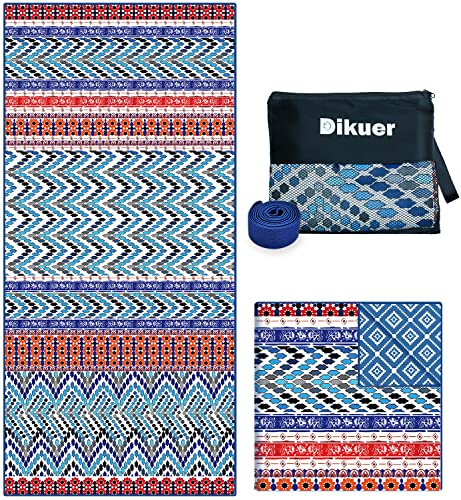 Dikuer Extra Large Soft Microfiber Beach Towel 75"X35"Oversized With Towel Band, Sand Free Quick Dry Boho Beach Towels, Super Absorbent, Lightweight Compact For Adults Swimming Pool Camping #TOP8