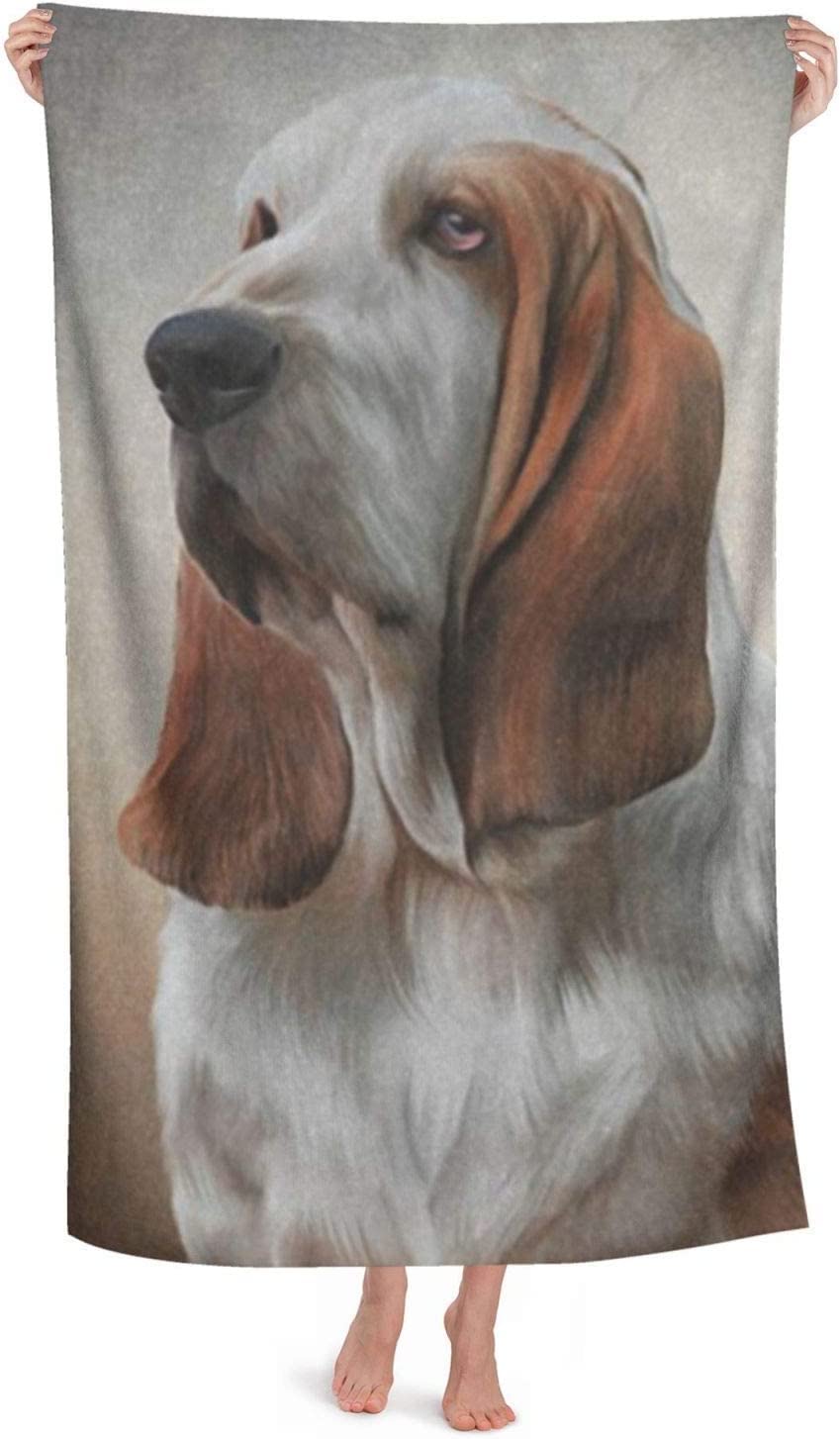 LSRCPD Dog Basset Hound Beach Towel Highly Absorbent Microfiber Beach Blanket Soft Bath Towels 80X130 CM