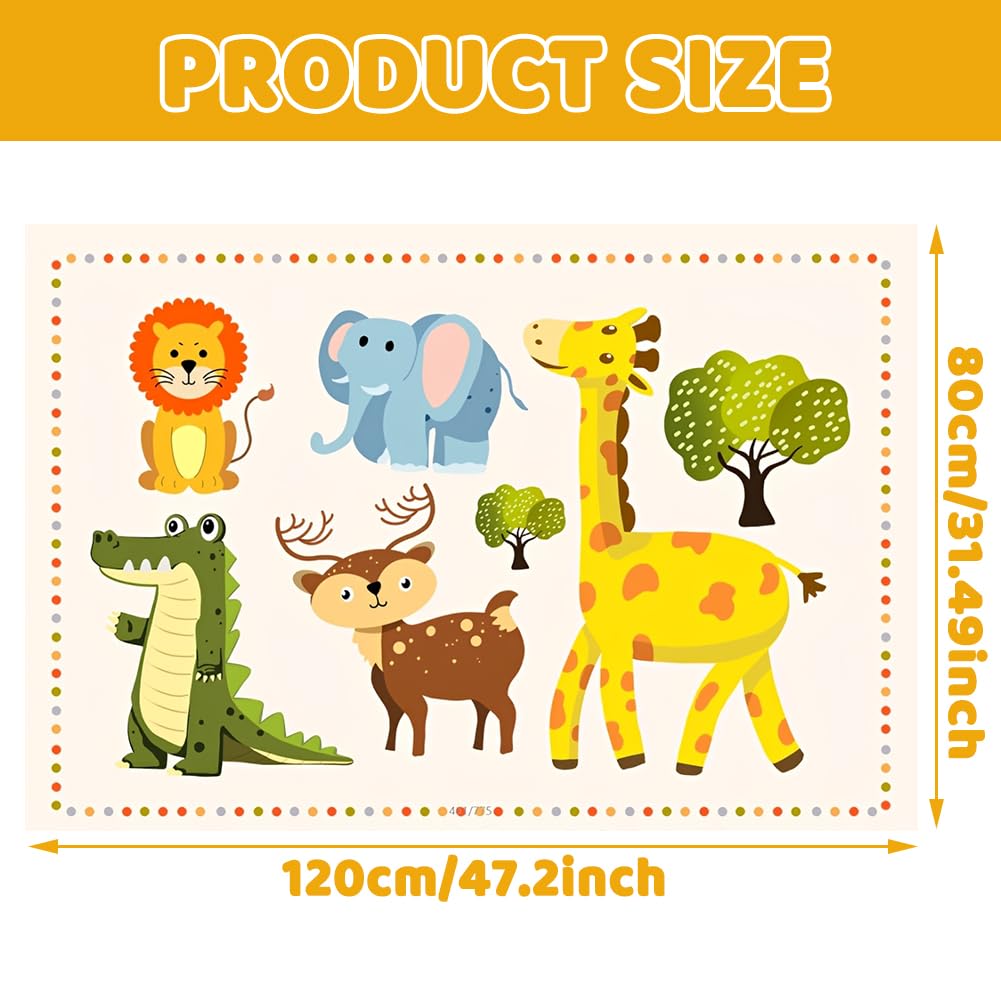 Alfombra Estampada Animal 80x120cm, Alfombra de Poliéster con Animales de Safari, Alfombras Decorativa Antideslizante para Salón Dormitorio