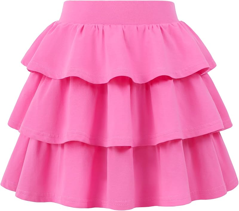Girls Skirt Kids 3-Layer Ruffle Skort School Uniform Skirt for Girls