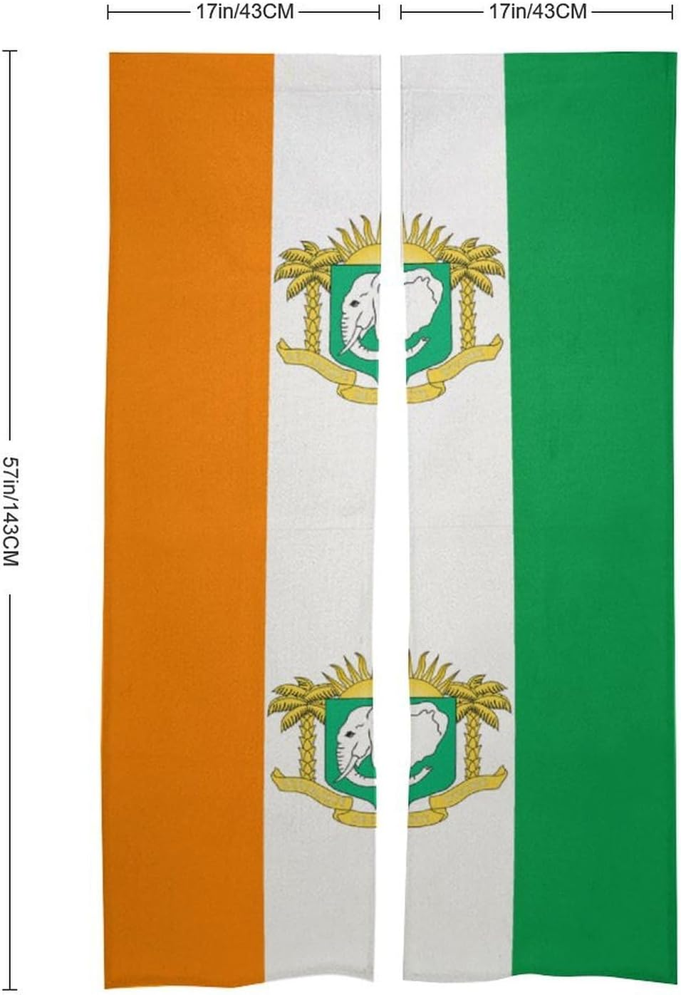 Ivory Coast Flag National Emblem Doorway Curtain Insulated Room Divider Drapes