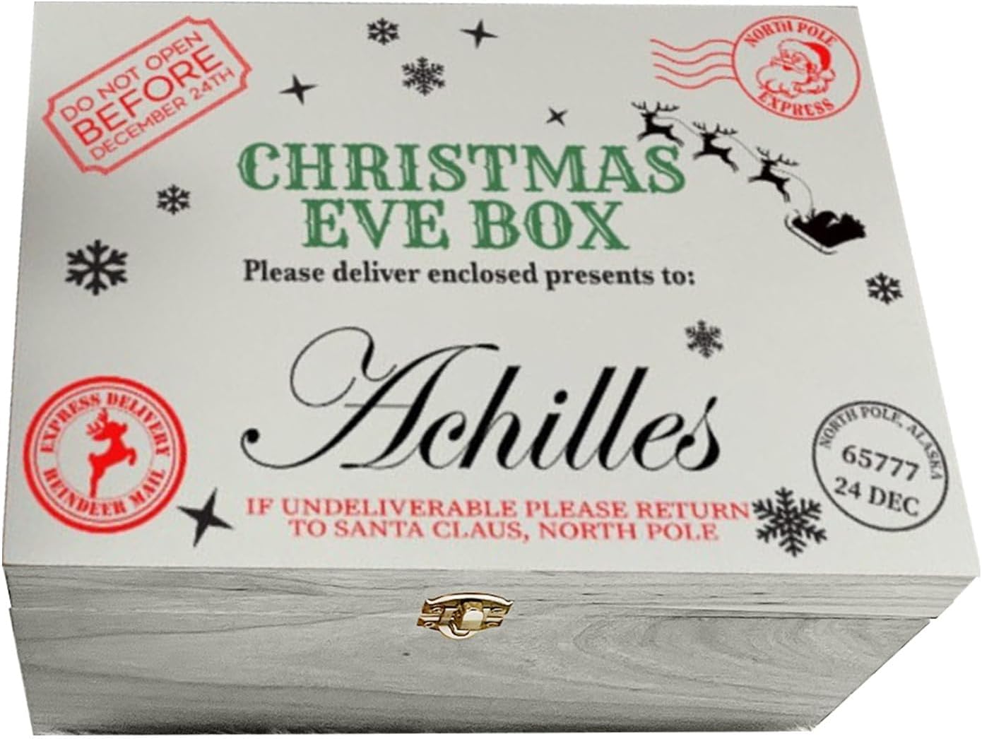 Box with Lid Christmas Eve Wooden Box 20X12Cm Merry Christmas