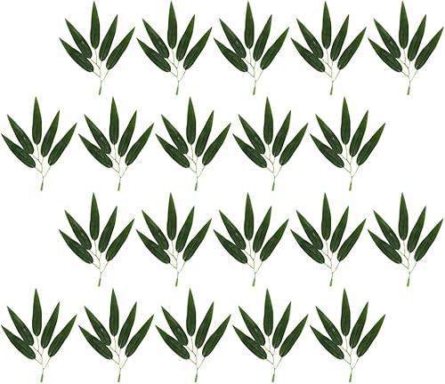ARTIBETTER 100 hojas artificiales de bambú, plantas verdes falsas, ramas de plástico, hojas verdes para el hogar, hotel, oficina, decoración de boda